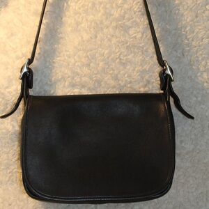 COACH Patricia’s Legacy Vintage Black Leather Saddle Bag 9951